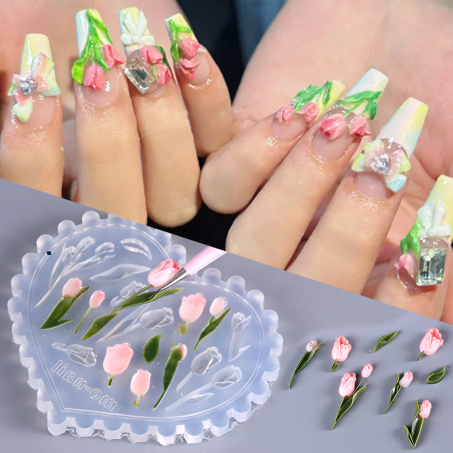 Flower Supplies - 1pc silicone escultura em unhas molde
